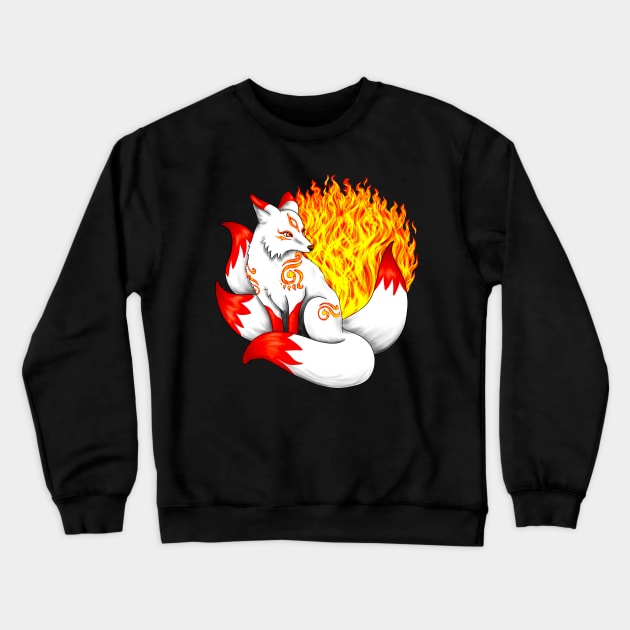 Red Kitsune Fox Crewneck Sweatshirt by Lady Lilac